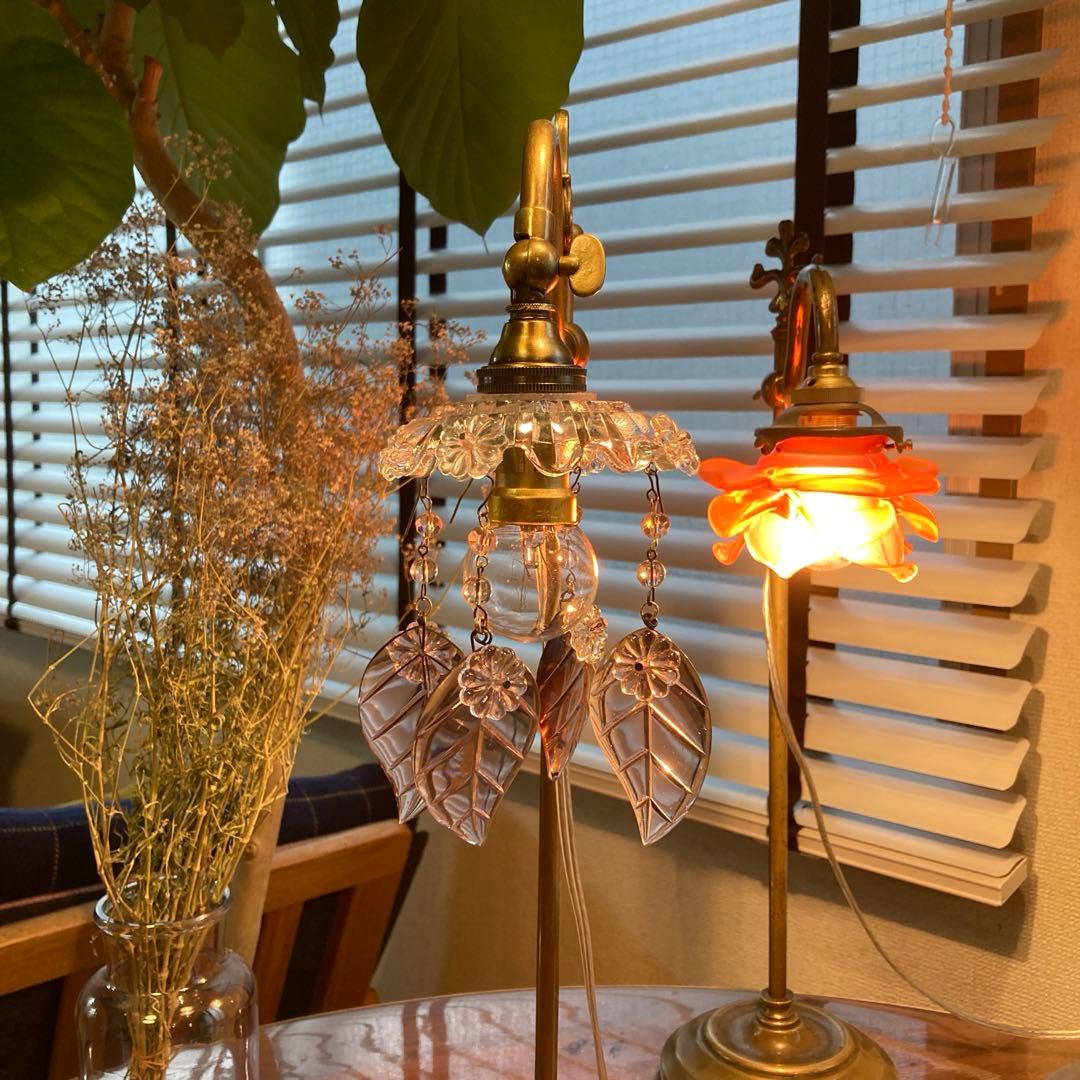 専用）シャンデリアパーツ ピンクウランとウランリーフ1880年 フランス