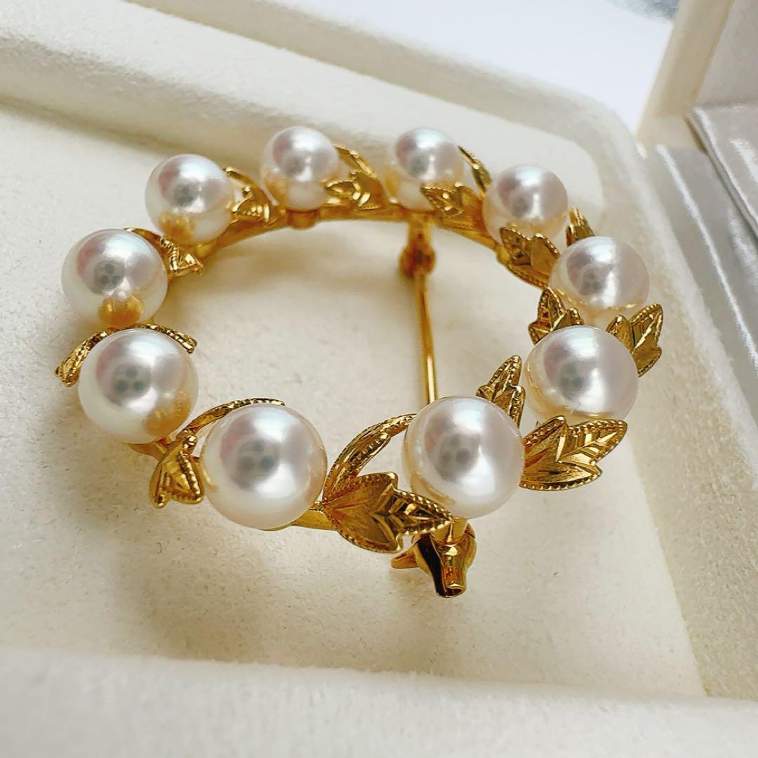 美品 定番 ミキモト K18 月桂樹 ブローチ 美品 - メルカリ