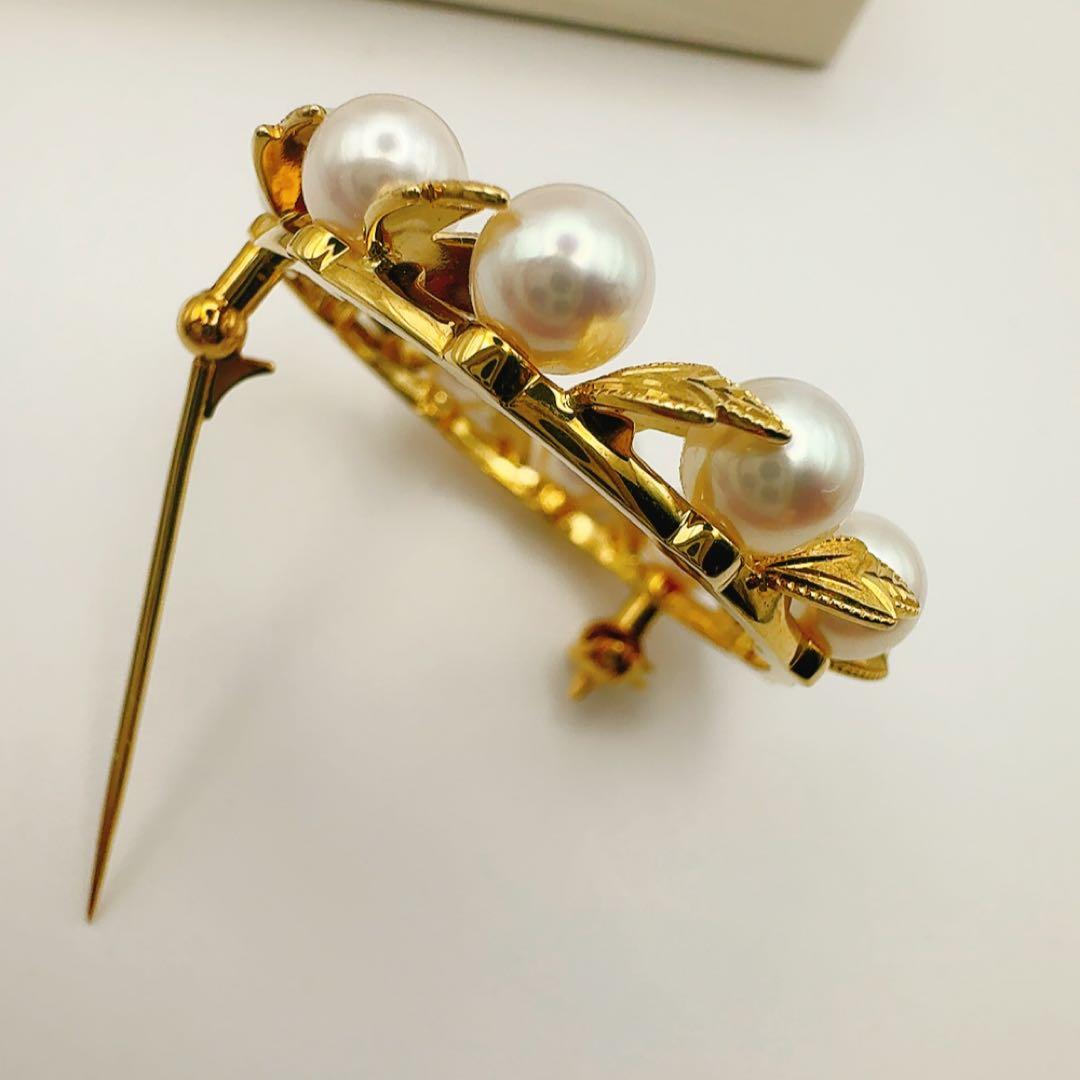 美品 定番 ミキモト K18 月桂樹 ブローチ 美品 - メルカリ