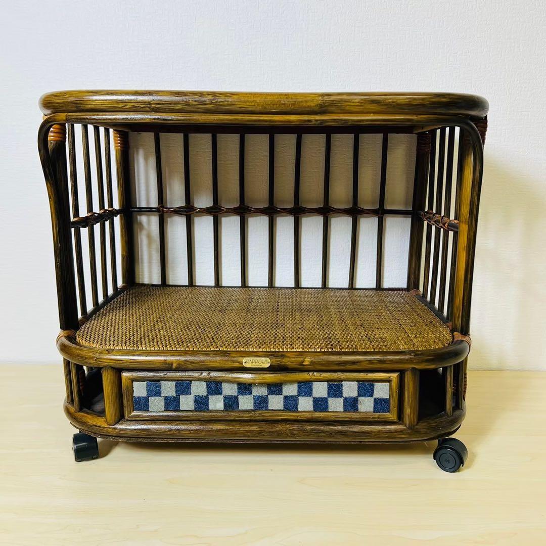 ラタン 籐家具 キャスター付き タイル 引き出し サイドテーブル サイド