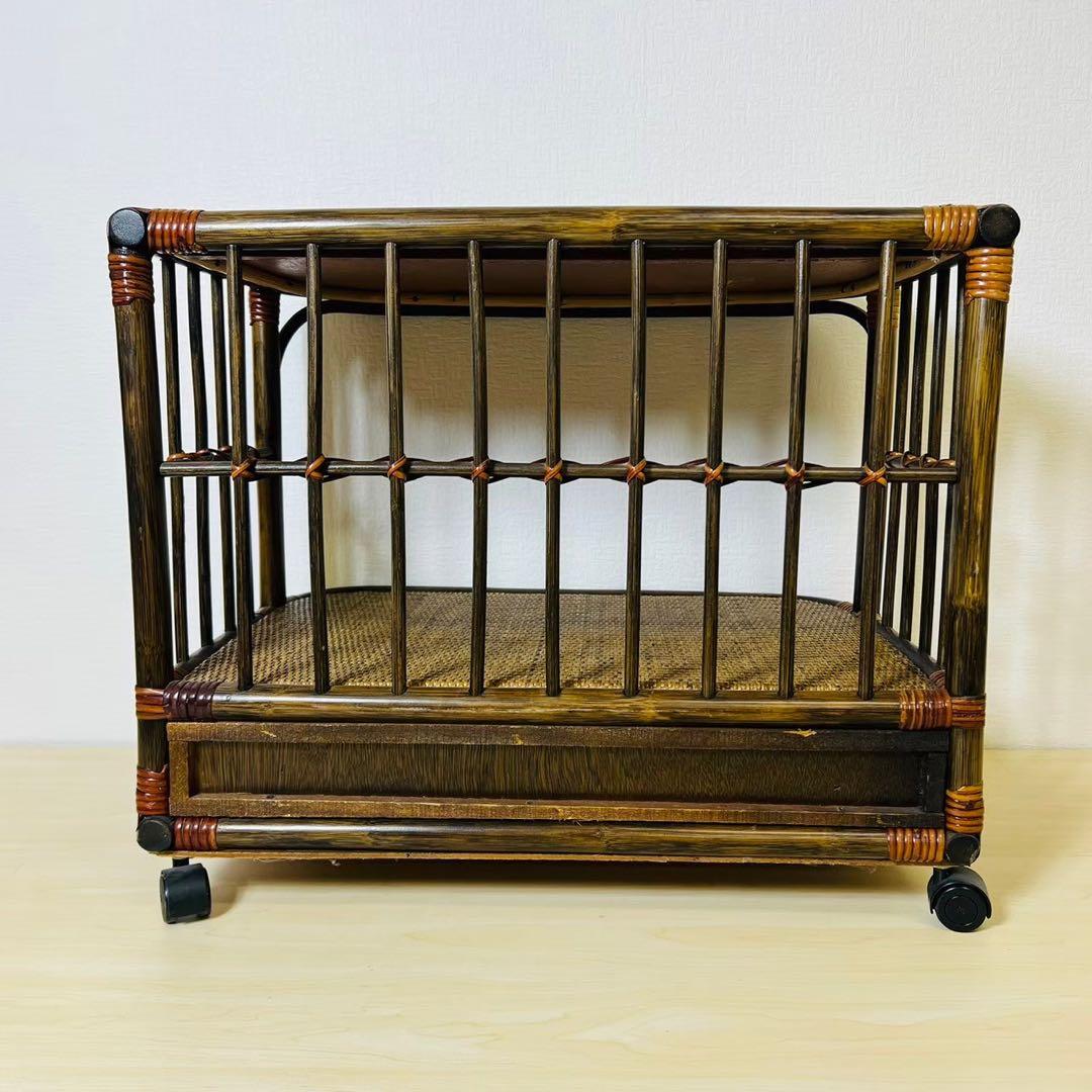 ラタン 籐家具 キャスター付き タイル 引き出し サイドテーブル サイド