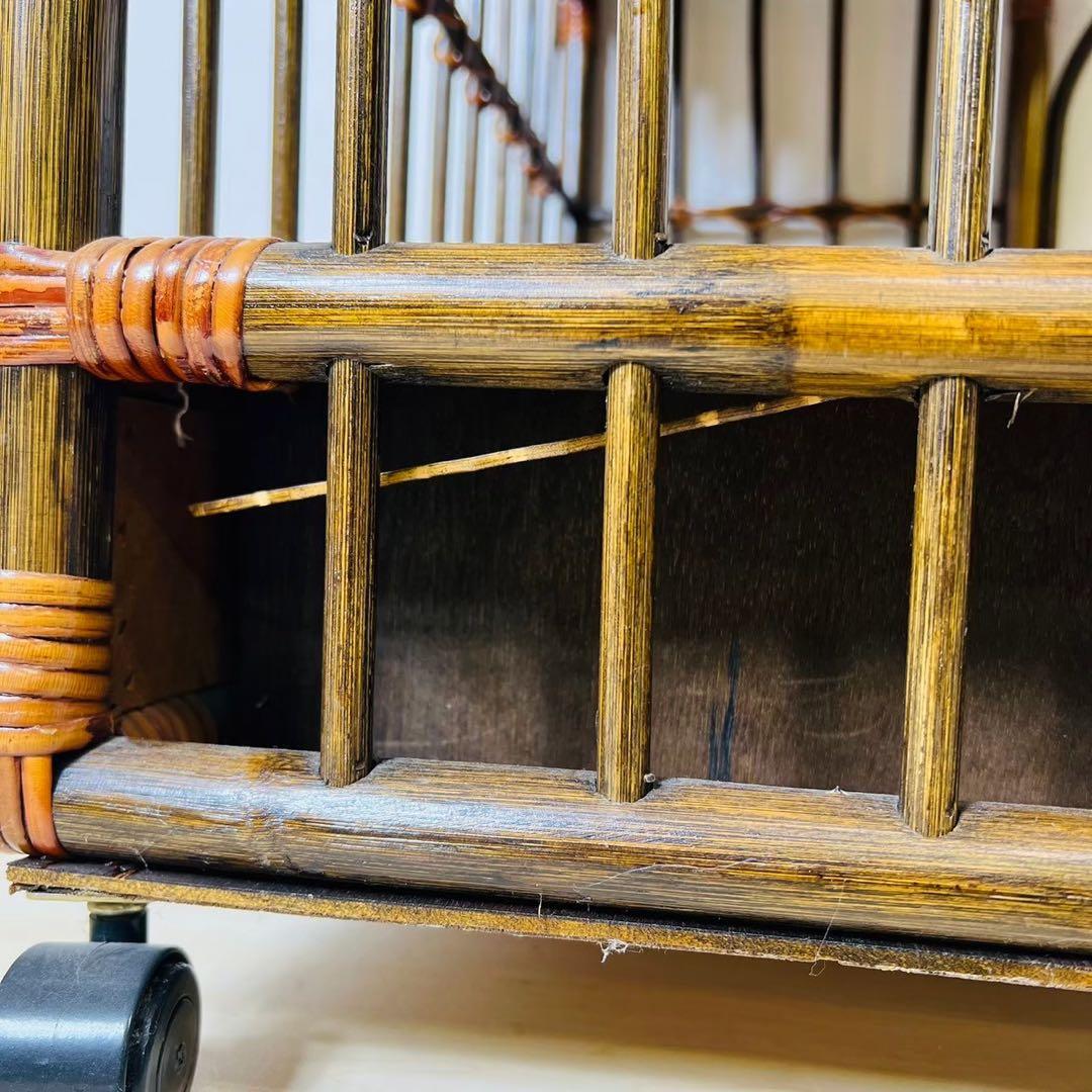 ラタン 籐家具 キャスター付き タイル 引き出し サイドテーブル サイド