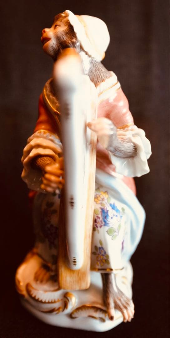 【美品 】マイセン 猿の楽団 ハープ ピンク 1級品