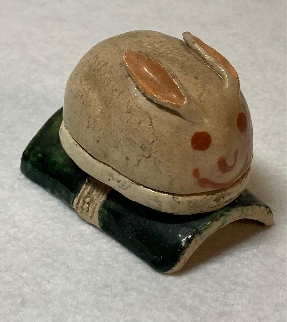 B275h「うさぎ香合」槙江山作　愛媛　　 伊予　江山焼　香道具　茶道具