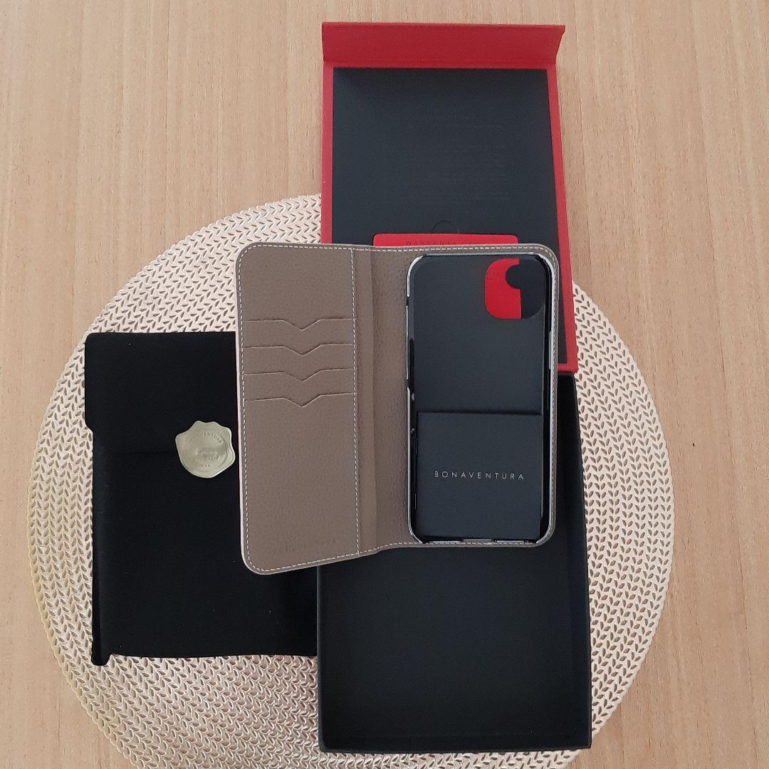 ボナベンチュラiPhone14Plusダイアリーケース エトープ シュリンクレザ