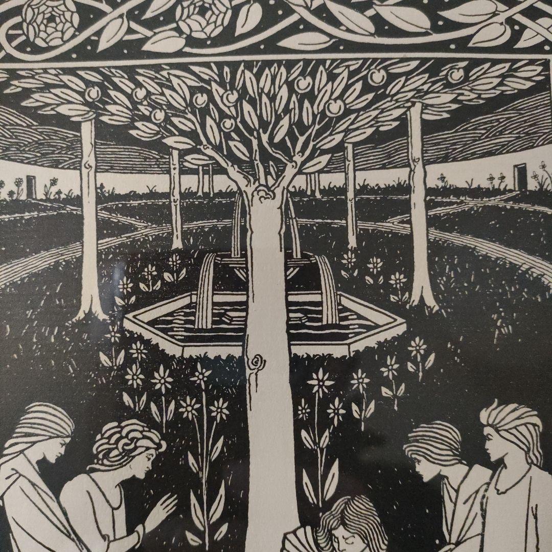 ビアズリー　大判ラインブロック『アーサー王の死 四女王眠れるランスロット』