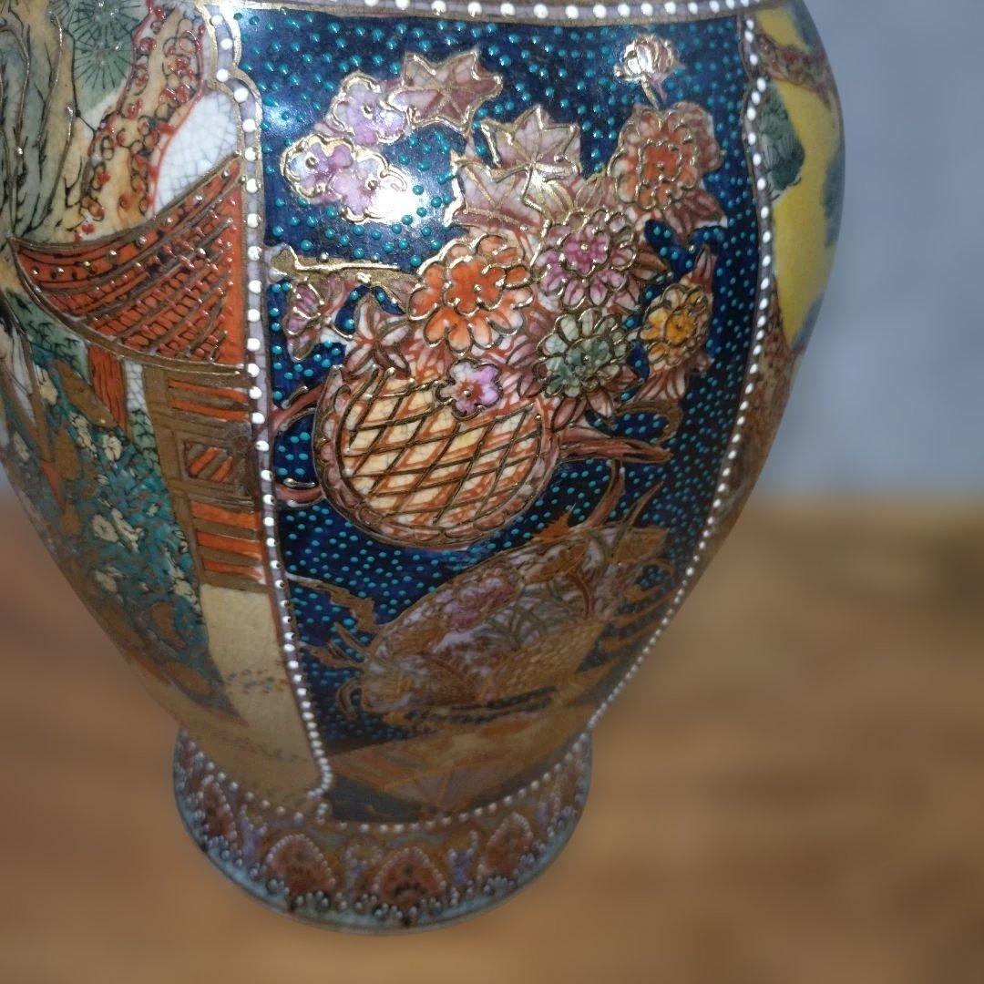 飾り壺　戦国武将　絵図 花瓶 大壺　アンティーク　ヴィンテージ