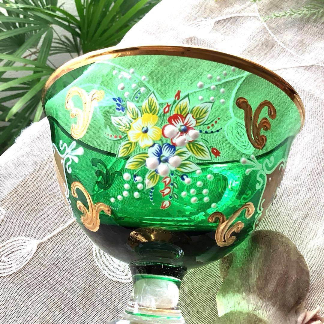 ベネチアングラス エナメル彩 コンポート