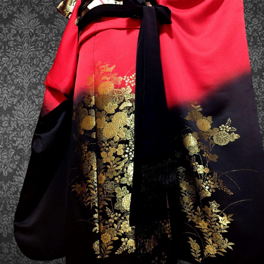 振袖フルセット(8点)・成人式・古典柄・寿光織・モダン