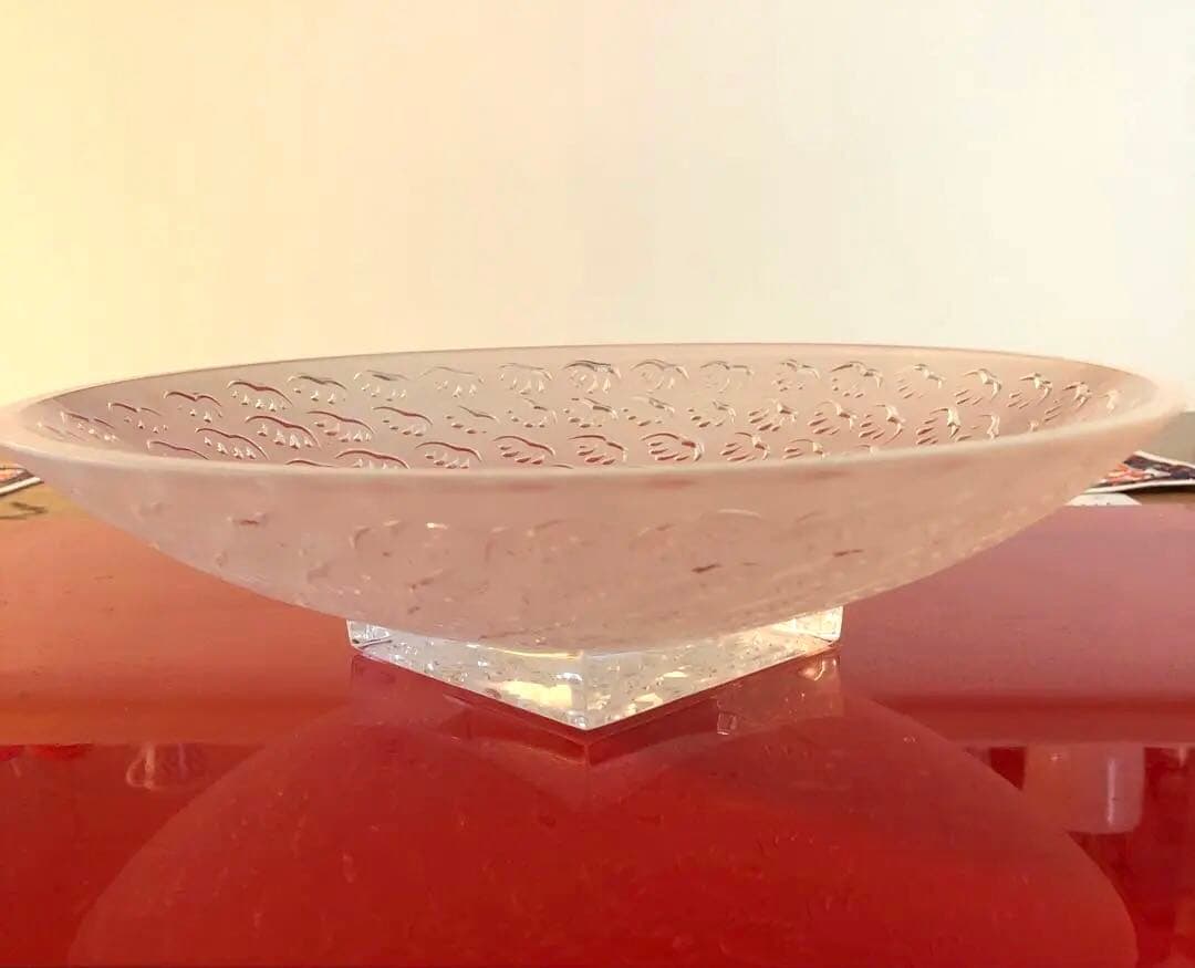 LALIQUE クリスタル 大型サービングプレート 葉/羽根 モチーフ30 cm