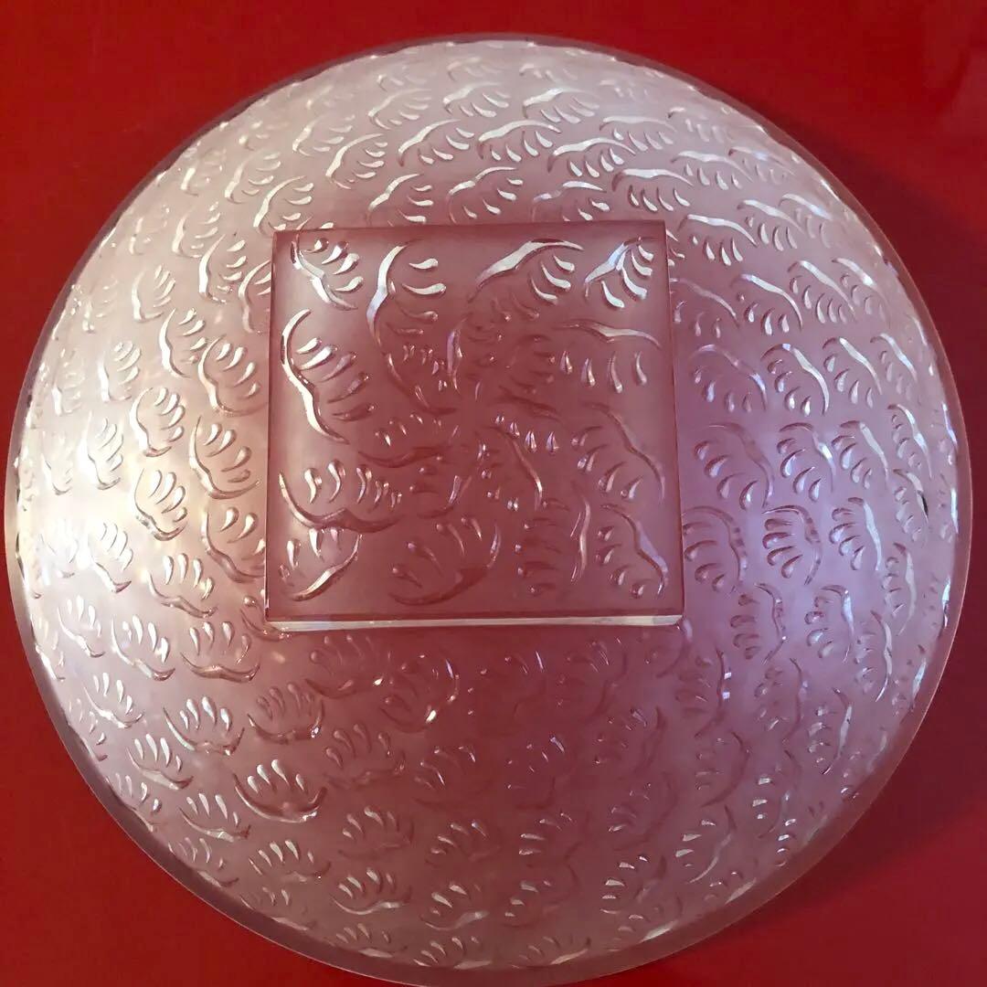 LALIQUE クリスタル 大型サービングプレート 葉/羽根 モチーフ30 cm