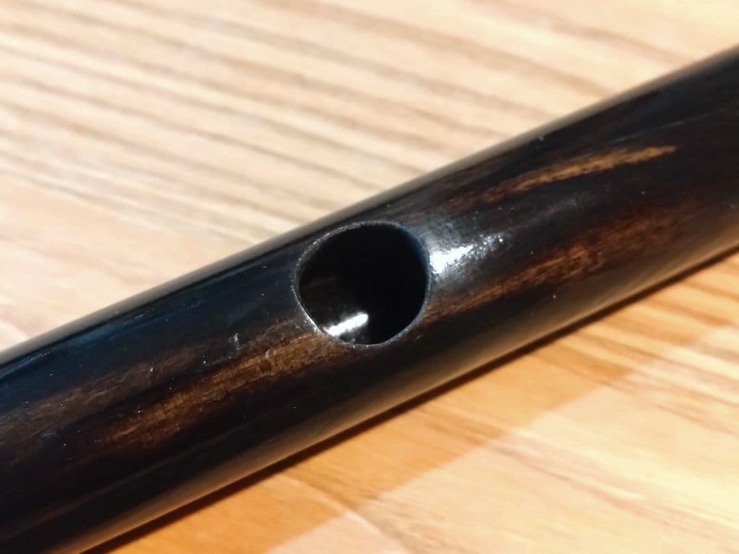 ハンドメイド品】黒柿 笛 横笛 和楽器 6本調子 ドレミ調 一点物 未使用