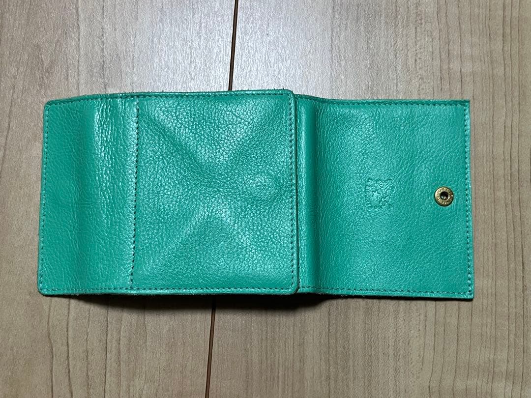 IL BISONTE ミントグリーン レザー 二つ折り財布