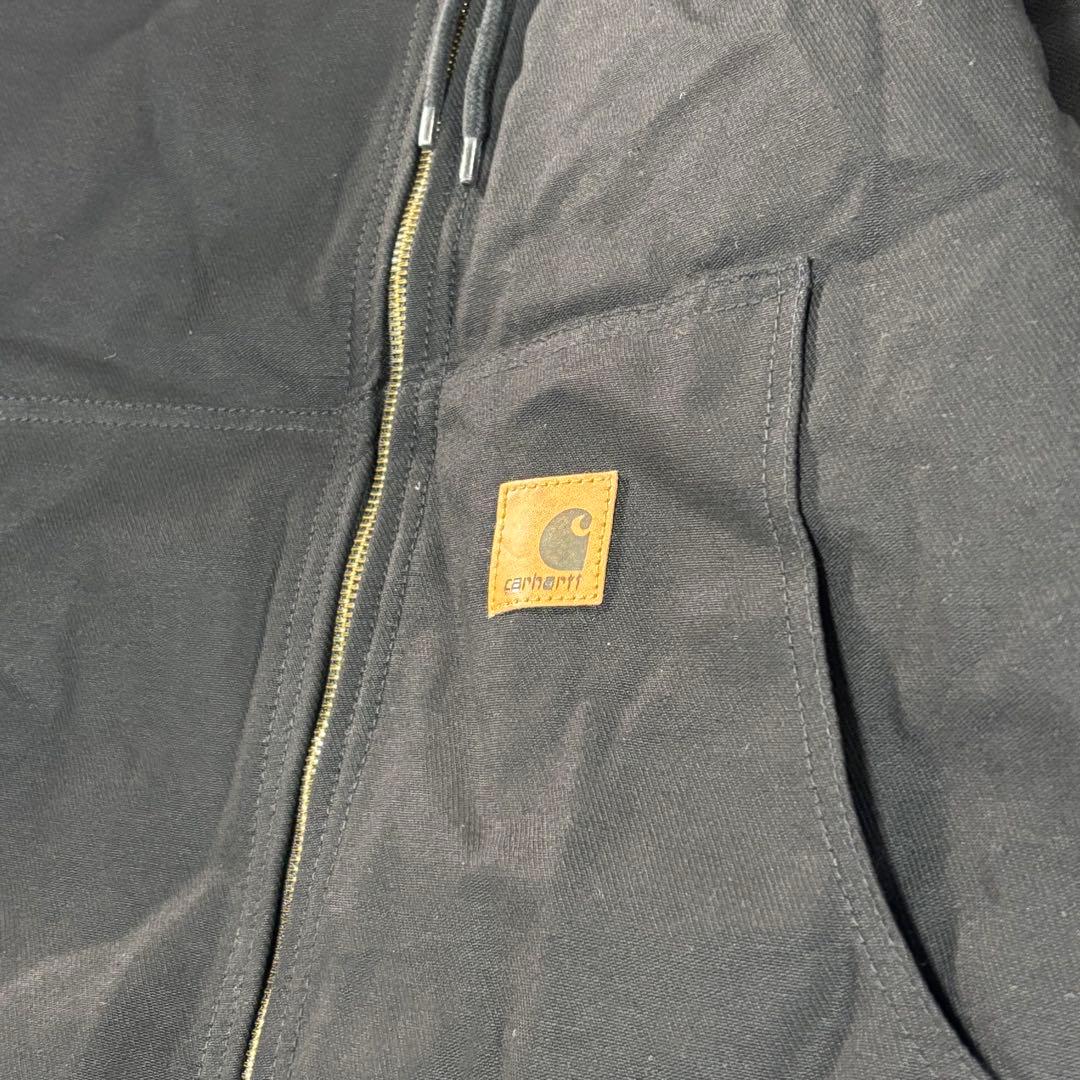 Carhartt フーディ Mサイズ キルティング レザーロゴ リワーク Y2K