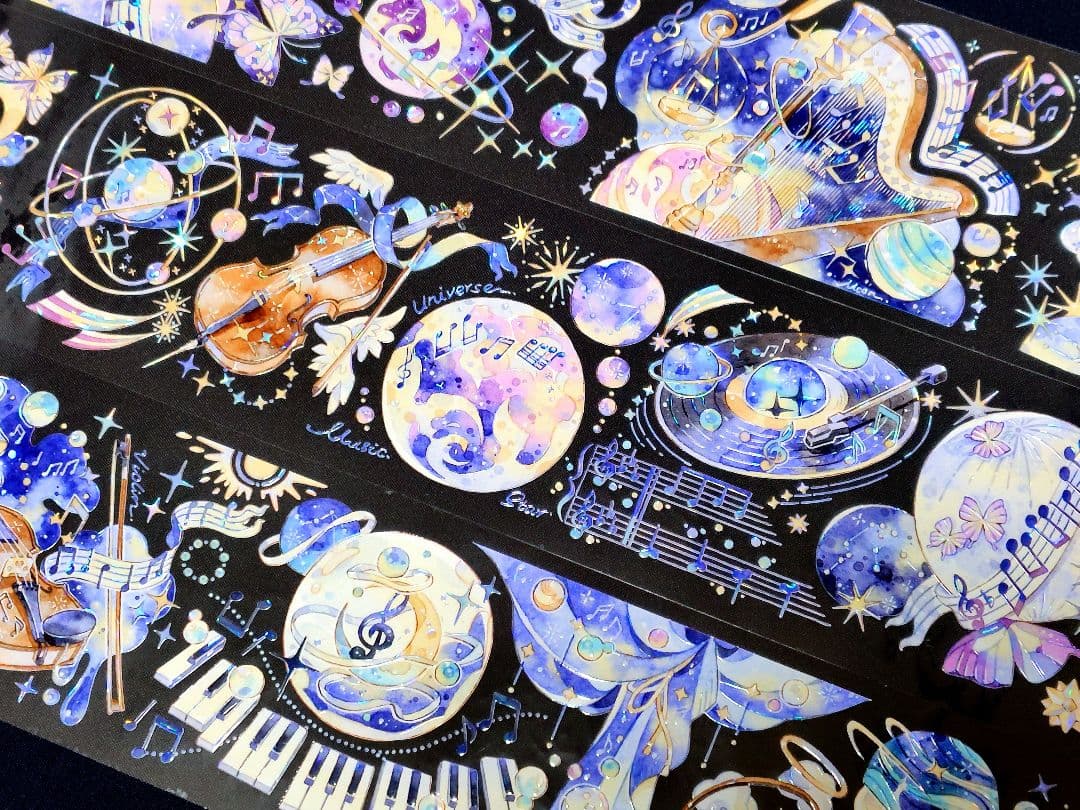 贝壳光 谜域藏星 6cm×5m 海外マスキングテープ 海外マステ 惑星 星