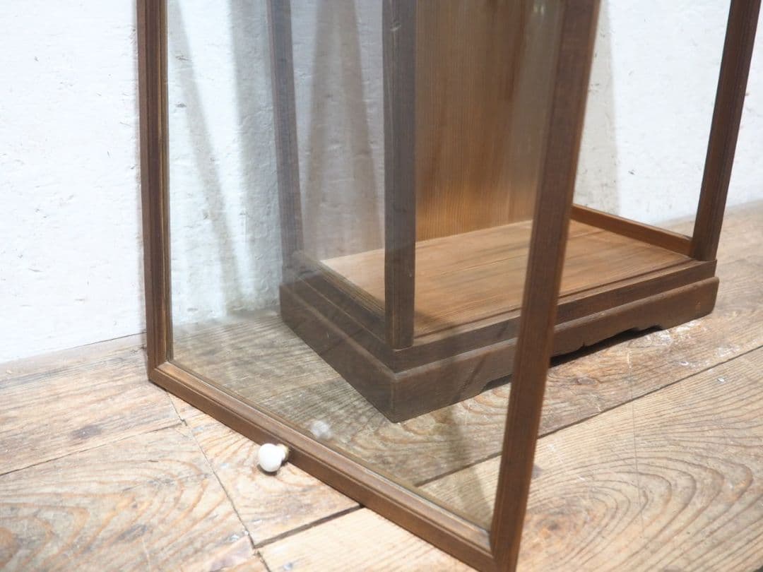 1316 ケンドン式 3面ガラスの飾り棚 展示棚 人形ケース レトロ 骨董