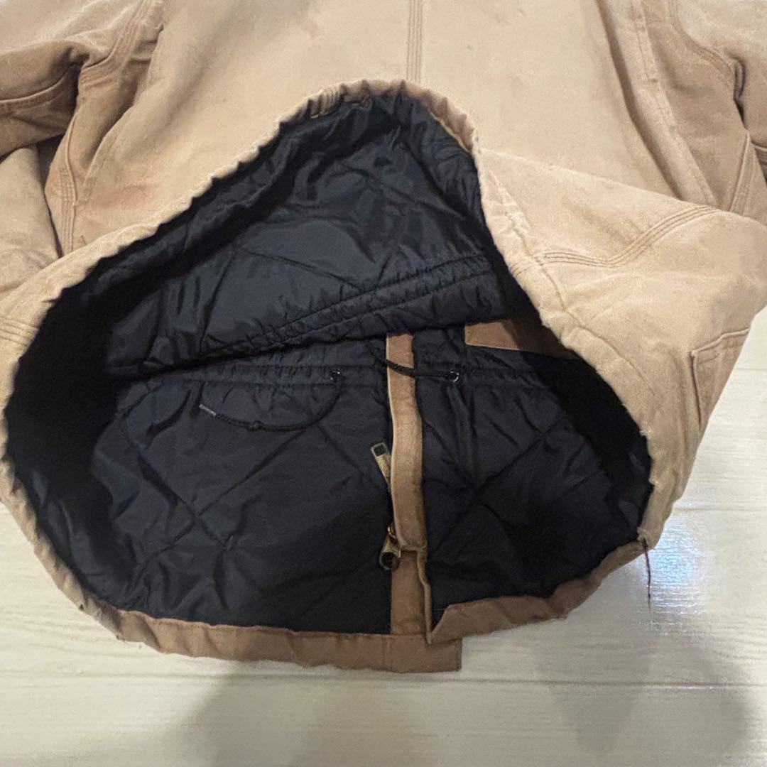 Carharttワークジャケット ダック地 ベージュ YKK キルティング裏地