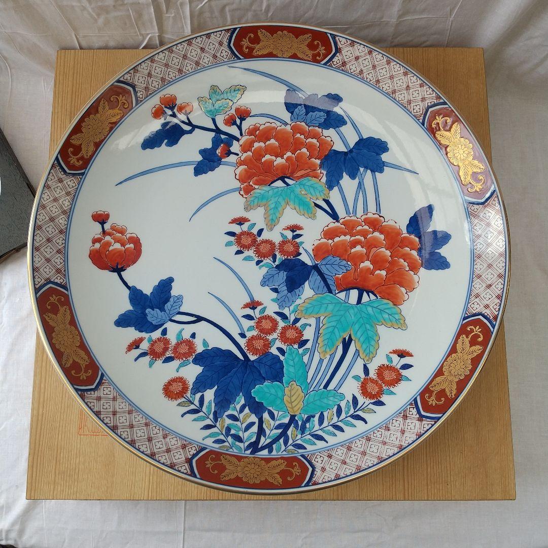 有田焼 哲山作 1尺5寸 色絵大額皿 【大作】収蔵品