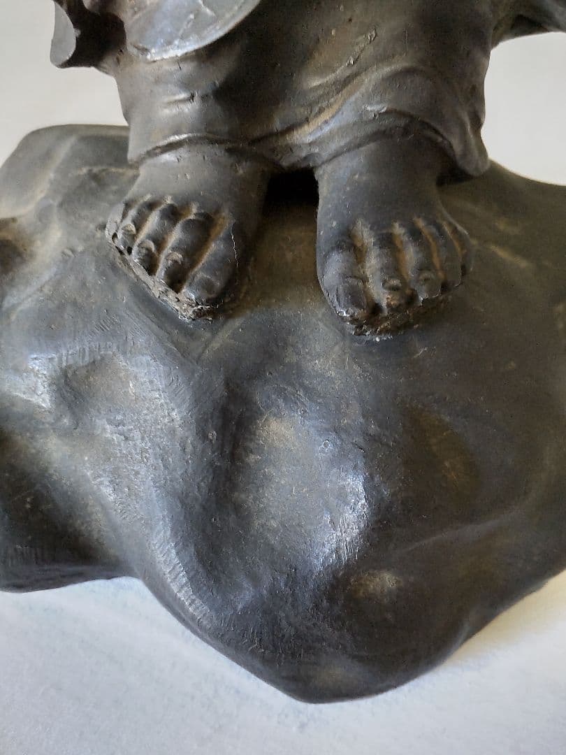 江戸時代、青銅製、銀象嵌出山釈迦像。