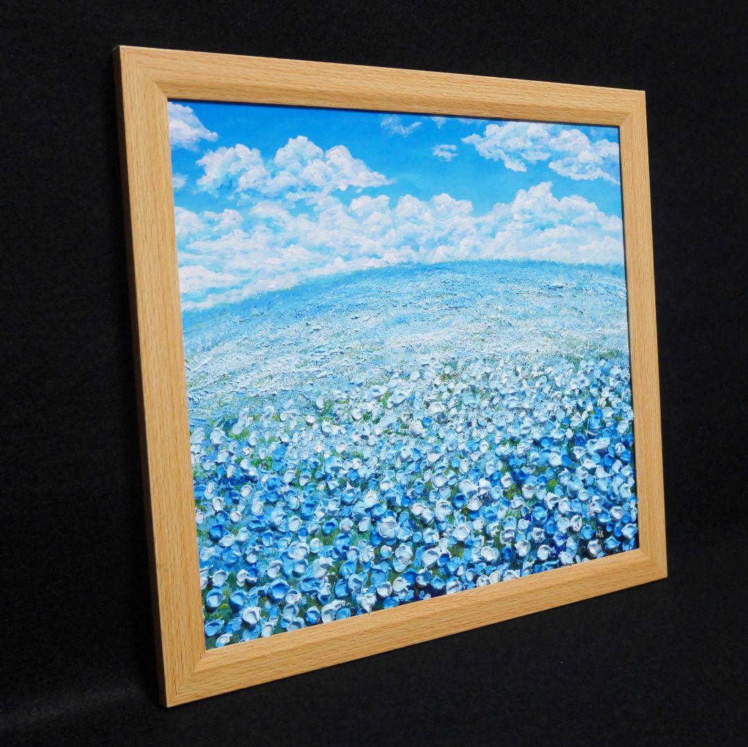 油絵 油彩 油彩画 絵 絵画【空と雲の青い丘】