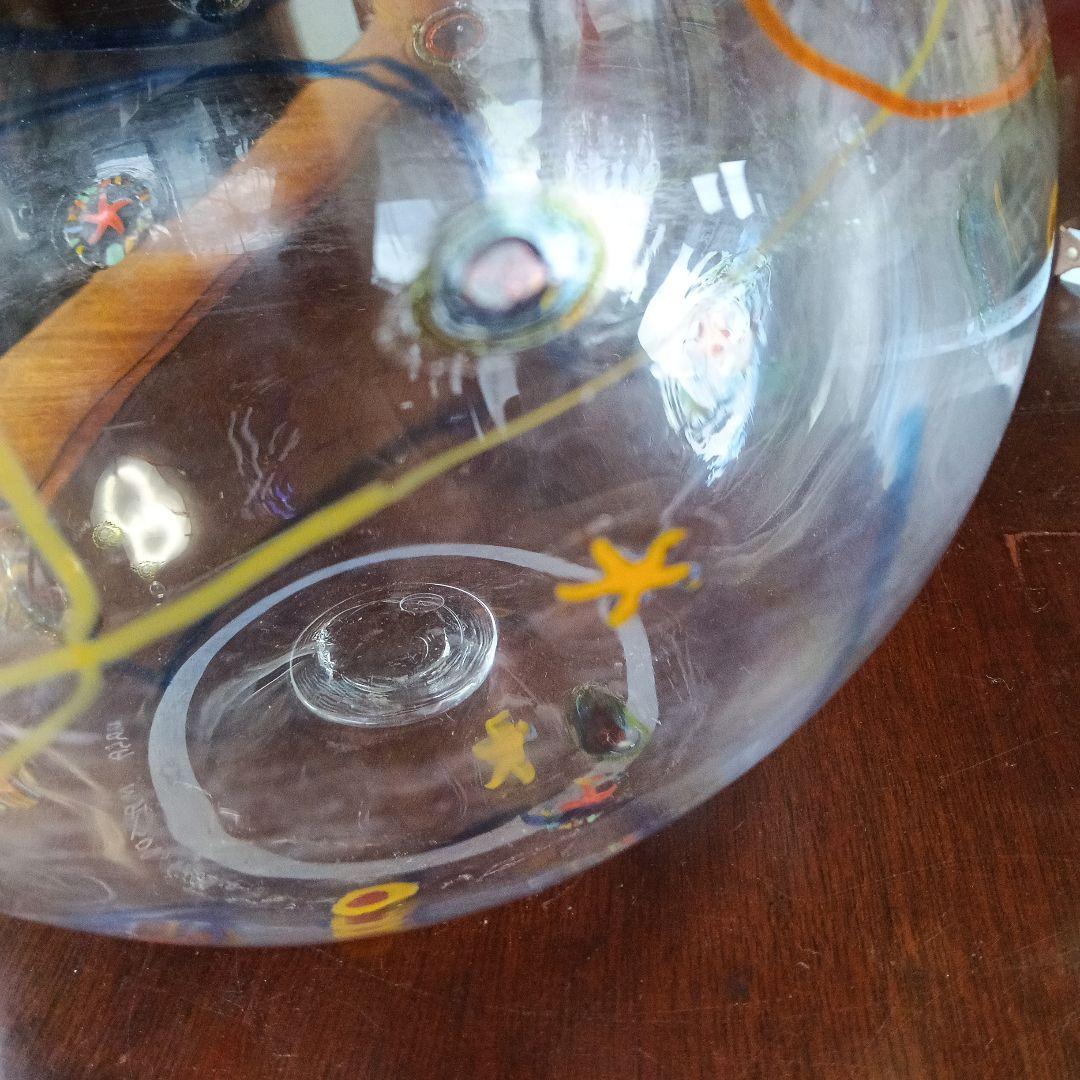 サイン入り 吹きガラス 直径約20cm