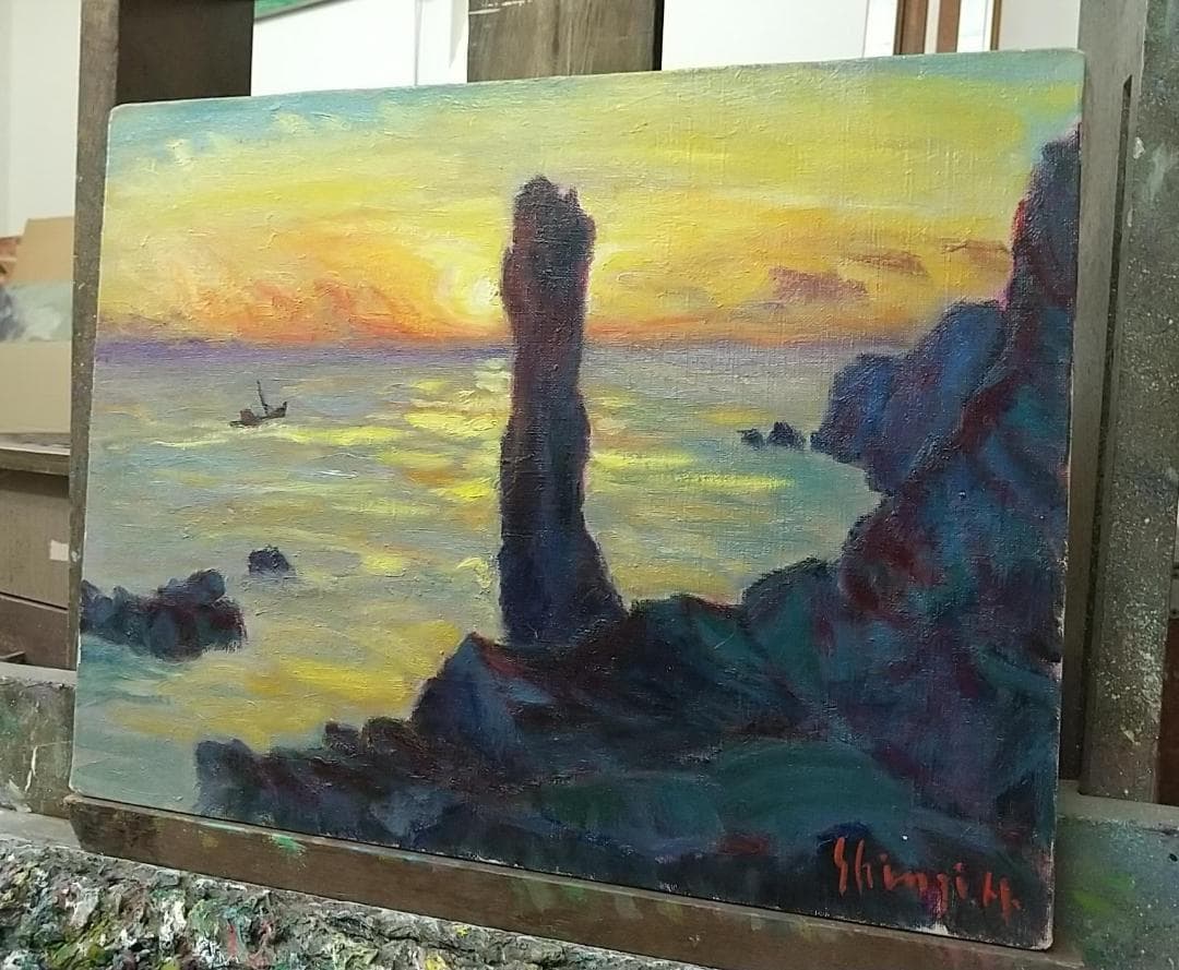 唐桑半島の朝」油絵 F6 絵画 油彩画 風景画 アート