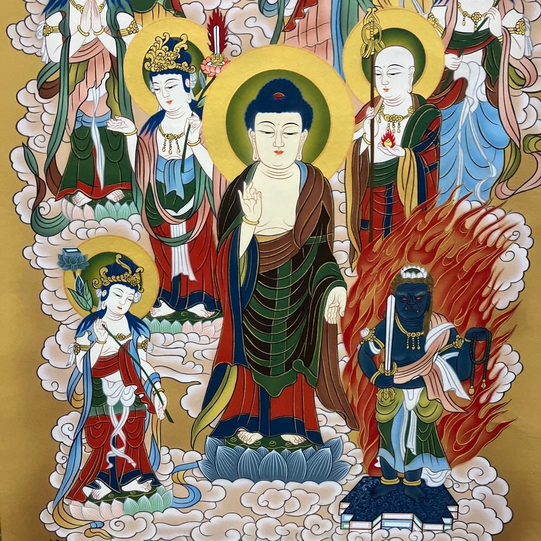 昭和レトロ 十三仏 十三佛 山口仙華 日本画 掛軸 掛け軸 伝統