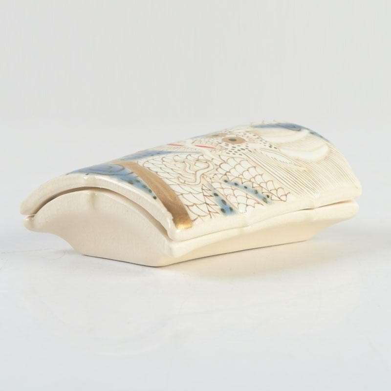 茶道具　萬古焼　加賀瑞山造　干支絵　辰　凧香合　共箱　V　9658