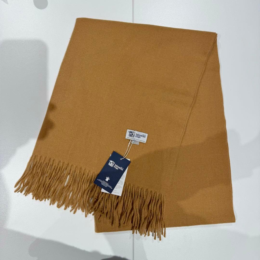 ジョンストンズ カシミア 大判ストール マフラー キャメル(即発