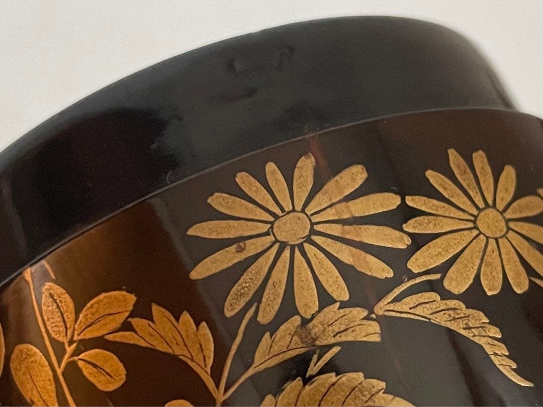 骨董 アンティーク 蒔絵 菊 萩 花文様 棗 箱なし 古蒔絵 時代蒔絵 秋草