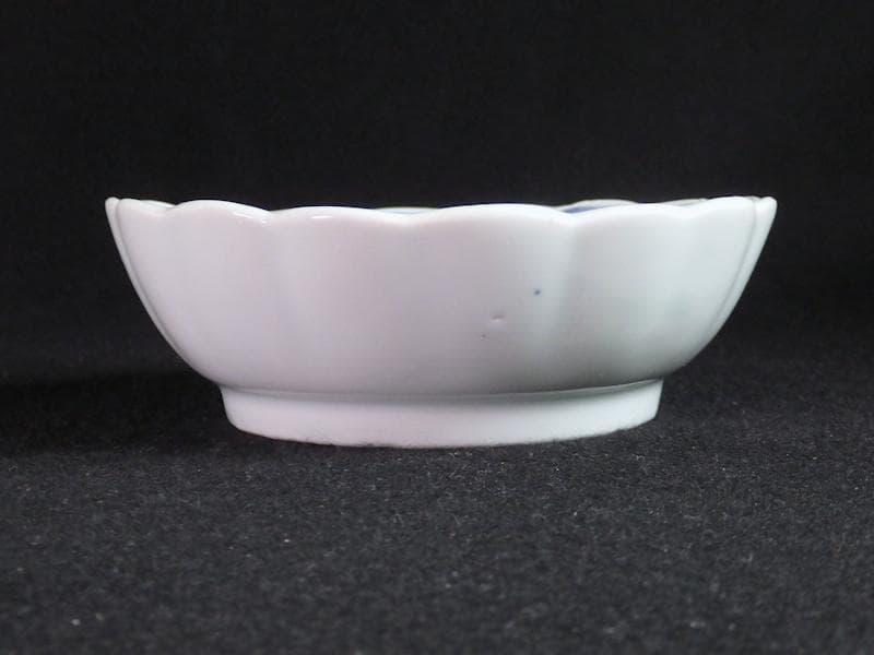 古伊万里　染付　七宝紋に梅の図　膾皿　５客　381AS-CAv