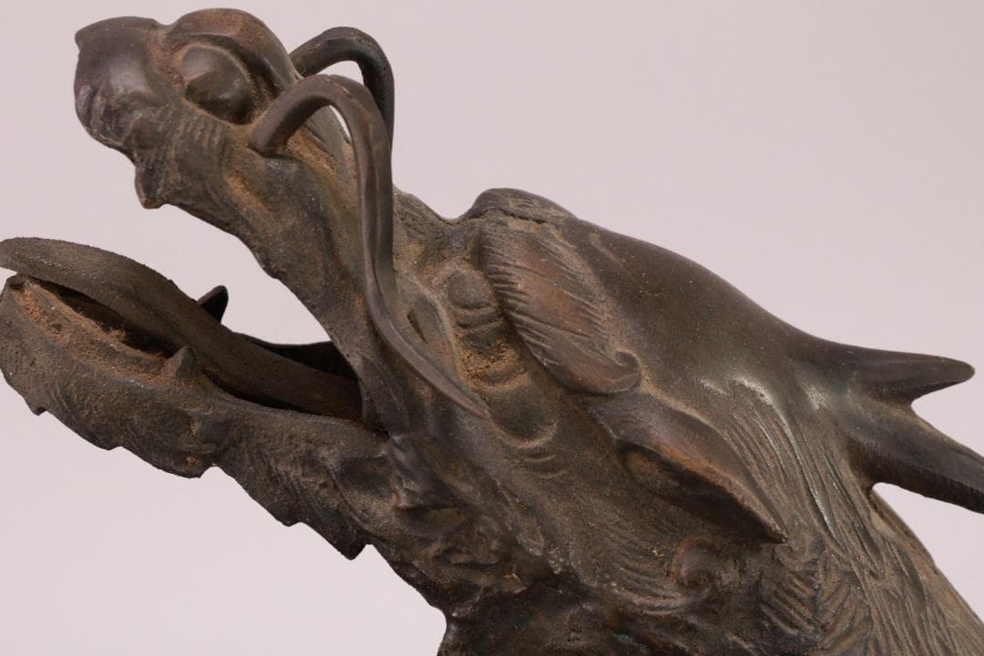 古美術品 時代 古銅 麒麟形香炉 高29.5㎝ 神獣 置物 金属工芸 BJ164