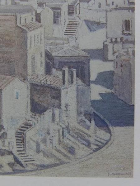 松浦安弘、山頂の町「マテーラ」、希少な画集より、新品高級額・額装付