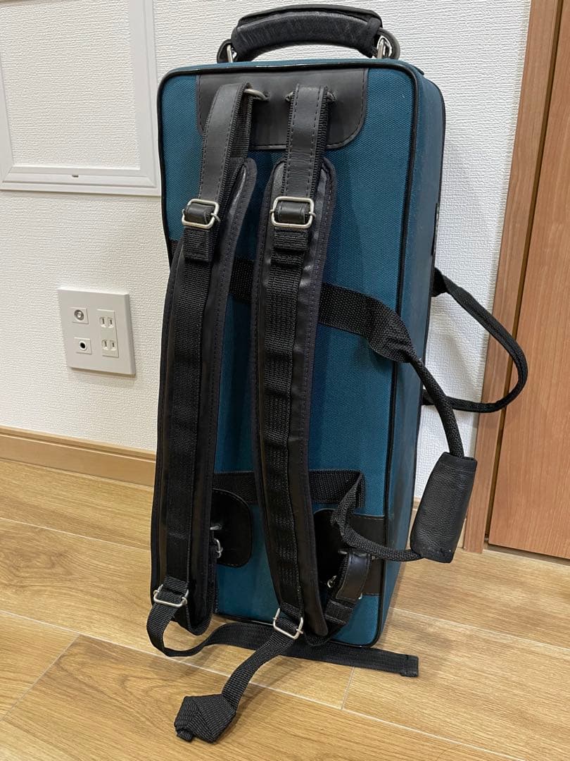 トランペットケース 青 バックパックストラップ付き