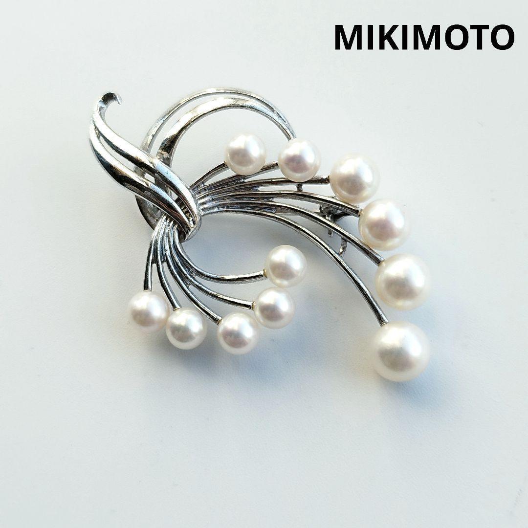 美品✨MIKIMOTO ミキモト あこや真珠 パール ブローチ 11粒 MS刻印