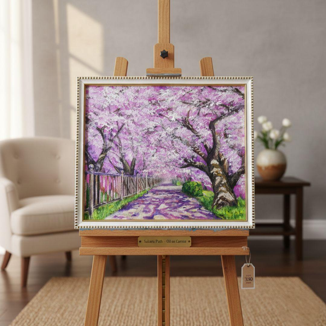 油絵 油彩 油彩画 絵 絵画 【春のトンネル】