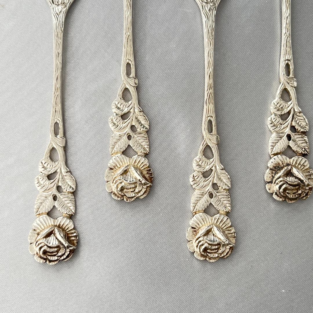 【ANTICO】 ヒルデスハイムローズ ケーキフォーク 6本【純銀】12.5cm