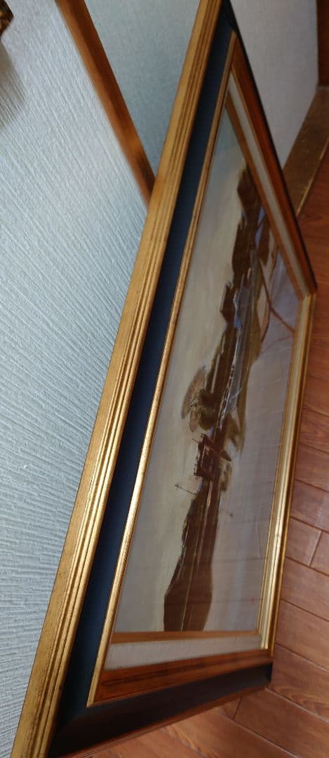 佐藤利彦 [行徳の舟溜り]真筆 油絵 絵画