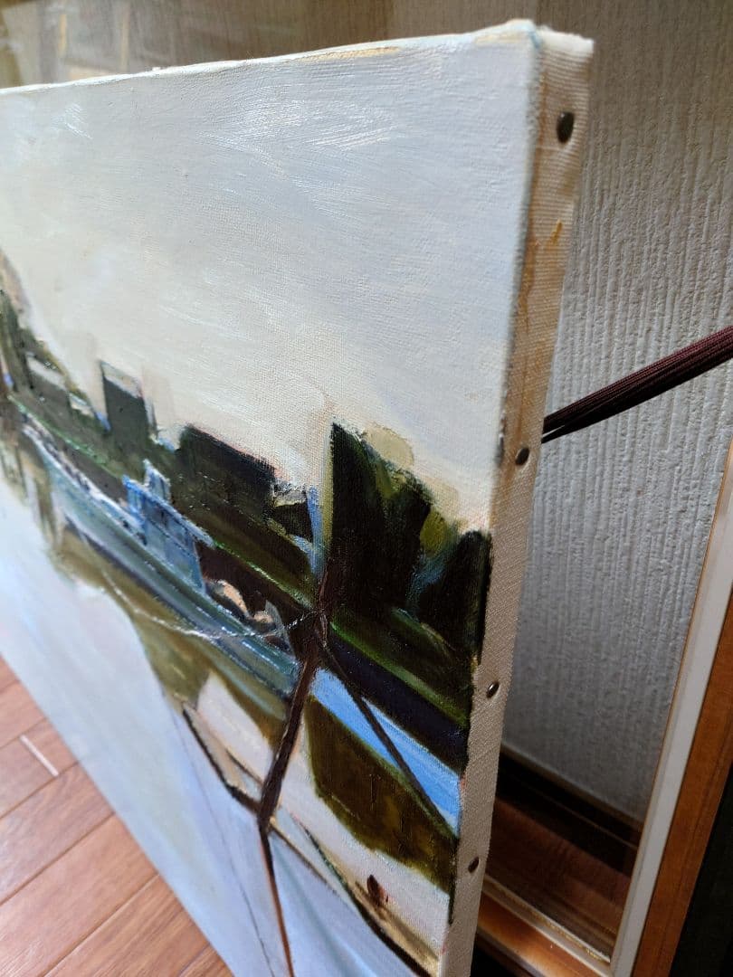 佐藤利彦 [行徳の舟溜り]真筆 油絵 絵画