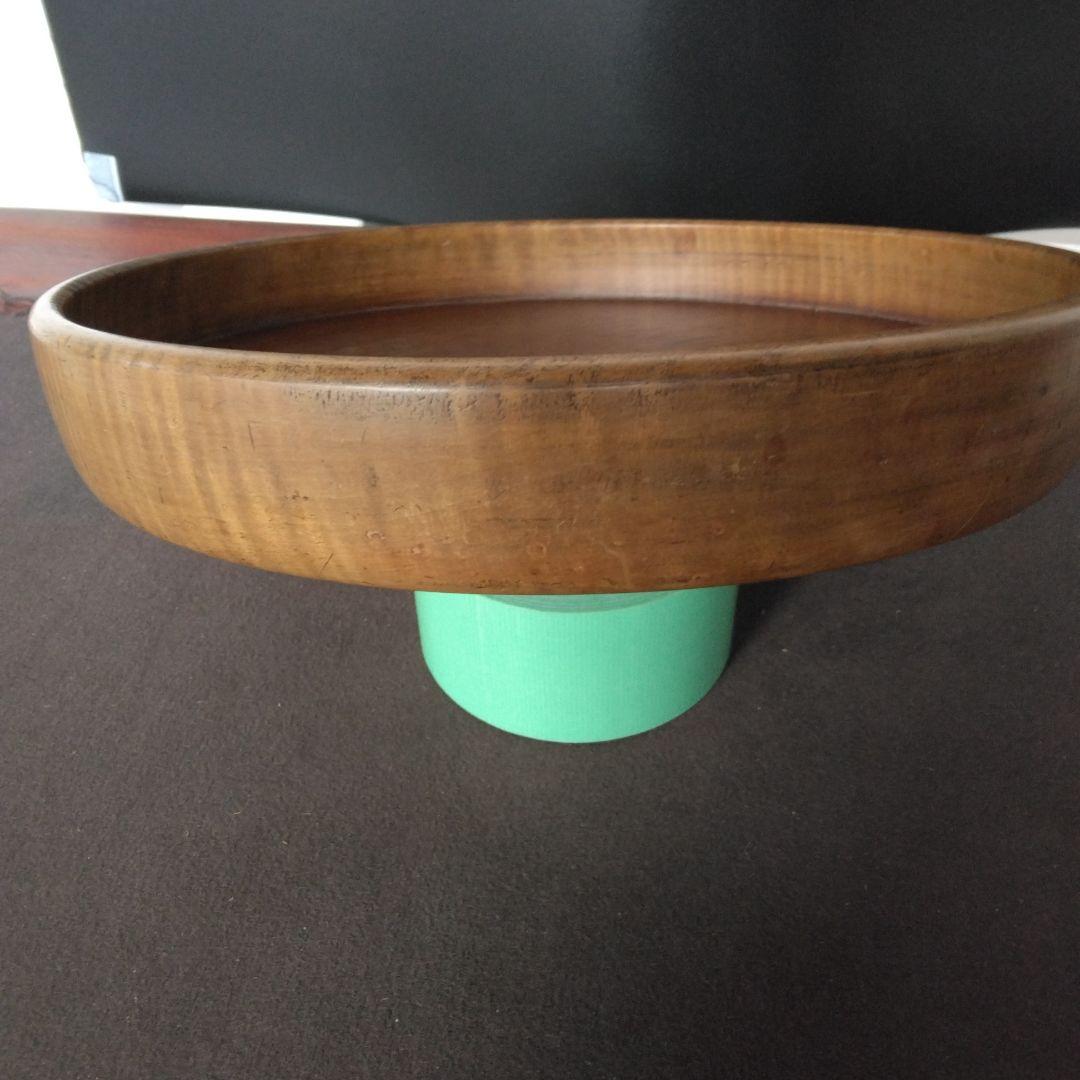 丸盆 くり抜き木工品 虎杢目