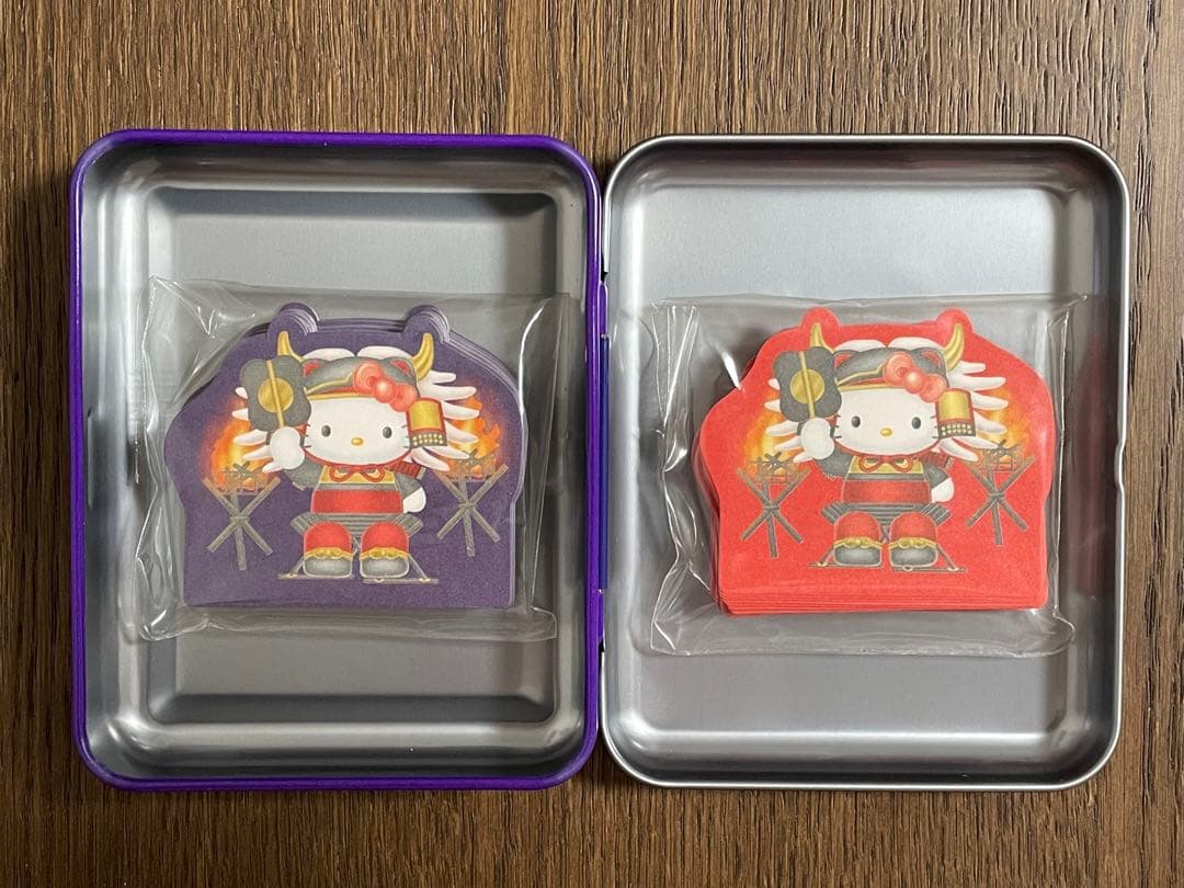 レア♡サンリオ♡キティ 山梨限定 武田信玄 缶入り ダイカットメモ 2001年