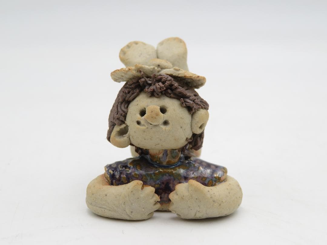 青芳人形 4点セット 陶器人形 森元青芳 砥部焼 オブジェ 置物 インテリア