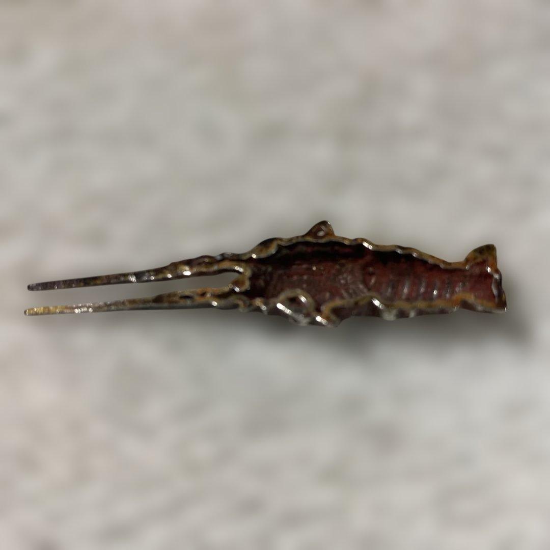 B–13 目貫　木箱付き　伊勢海老　刀装具　武具　アンティーク　美術品　工芸品