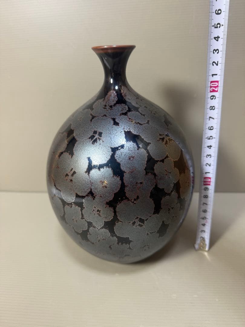 2215 藤井朱明作 鶴首天目梅 花瓶 - メルカリ