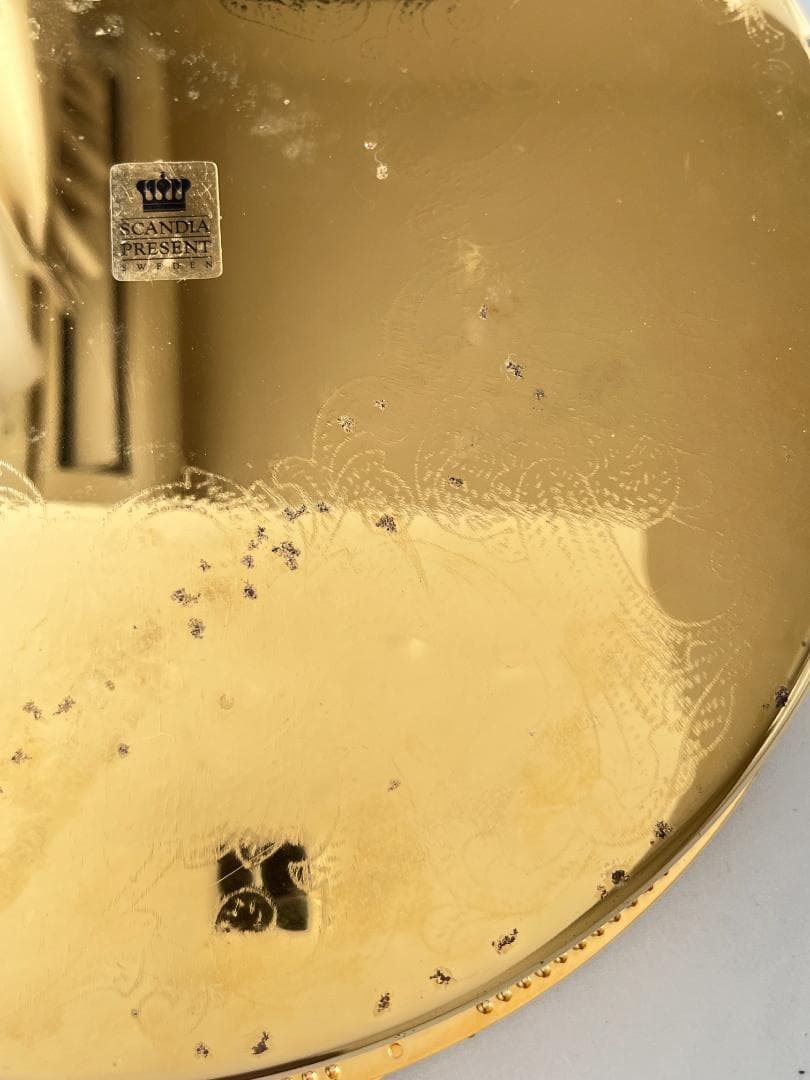 スウェーデン】ハンドル付きギャラリートレー 31cm 【ゴールドプレート】