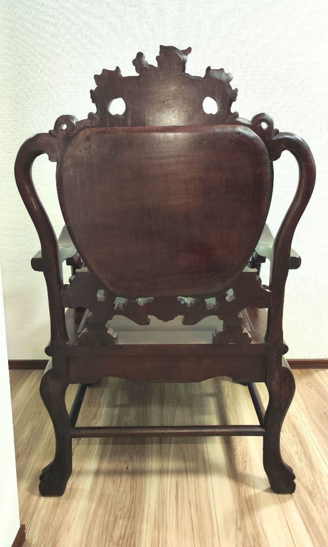 希少中華骨董 大理石インレイ椅子 玉座 宮廷 紅木 紫檀 黒檀 花梨 李朝