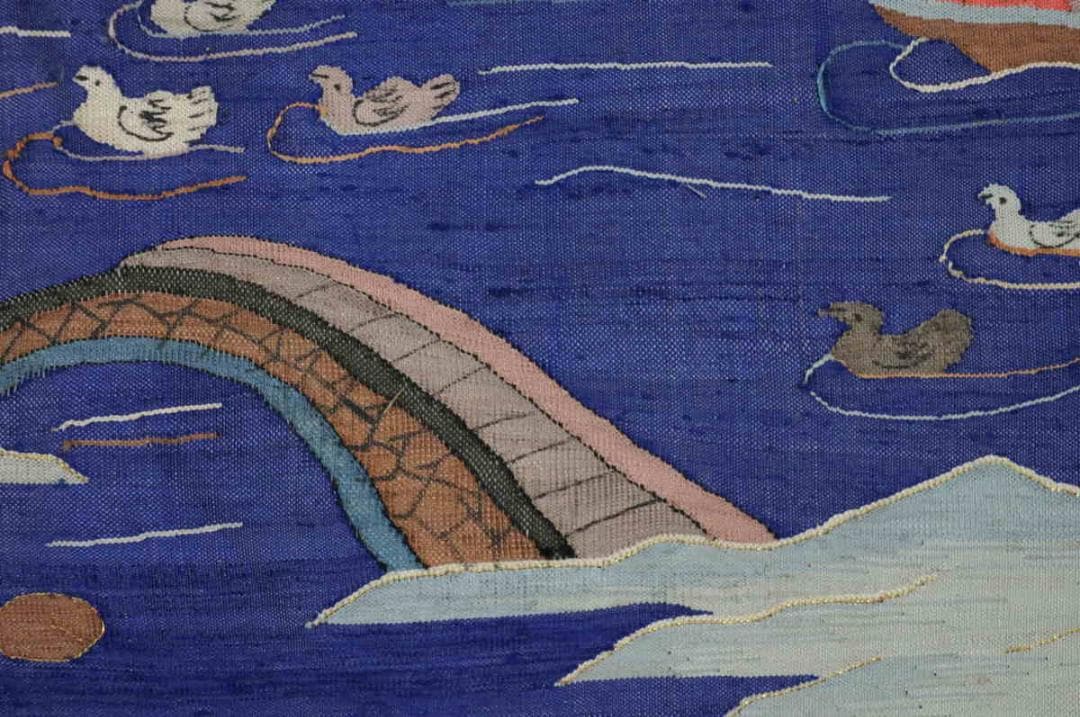 珍】 ☆ 布片 緙絲古布 ☆ 緙絲 山水人物紋 明清織