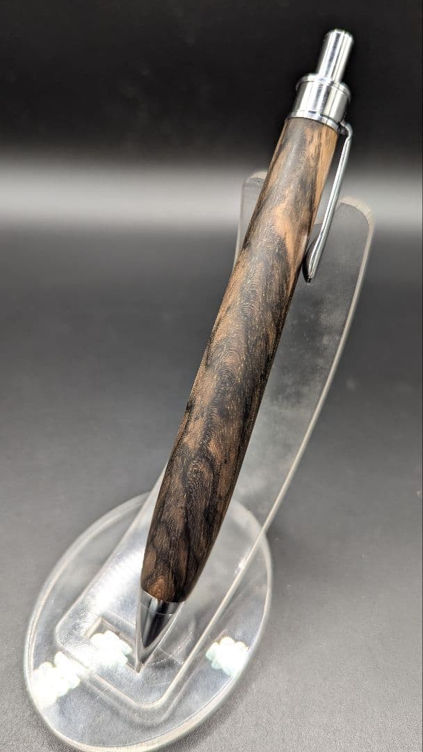 236ペン工房翌檜 極上 黒柿孔雀杢 木軸シャーペン 木軸ボールペン
