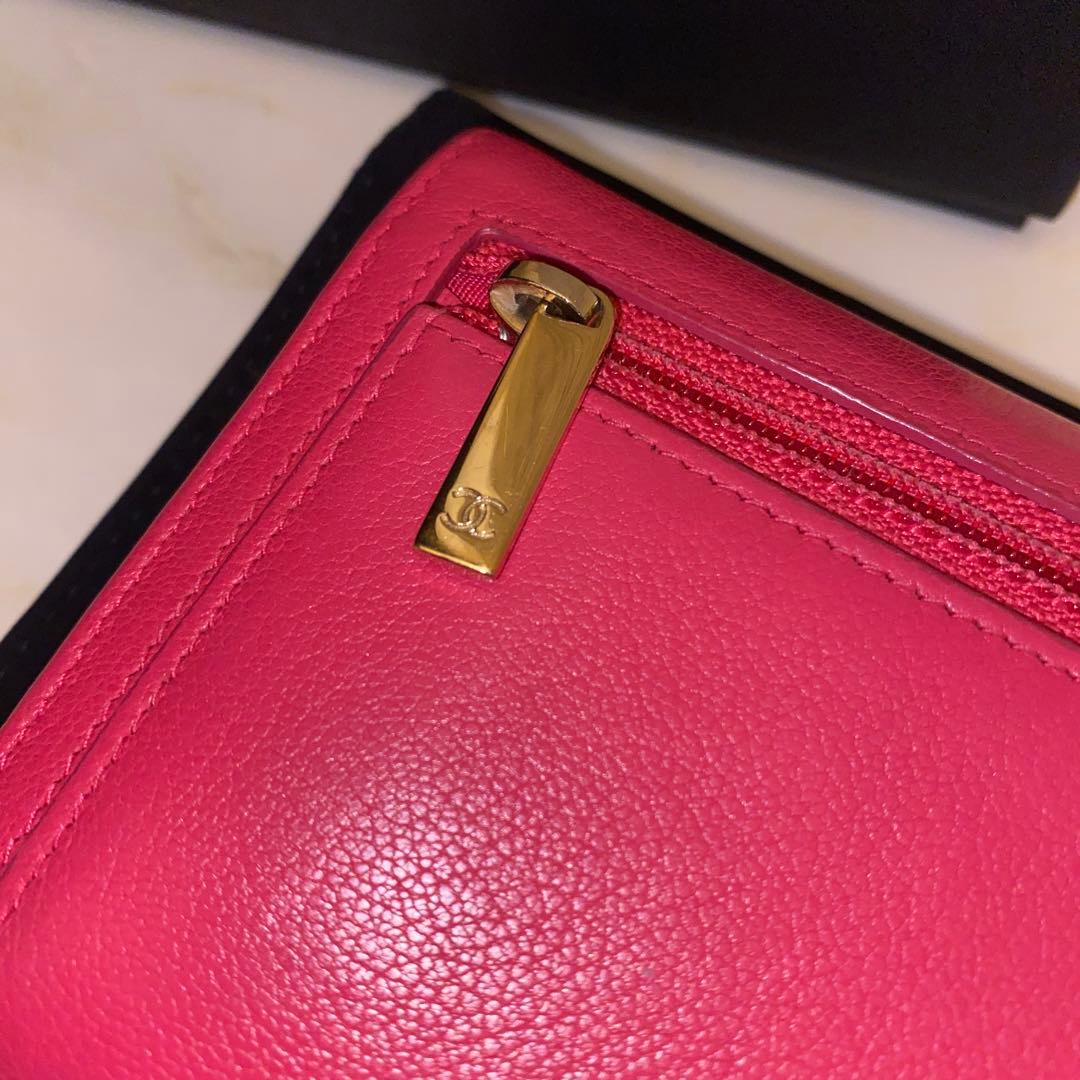 【週末限定値下げ】CHANEL シャネル 二つ折り財布 ピンク