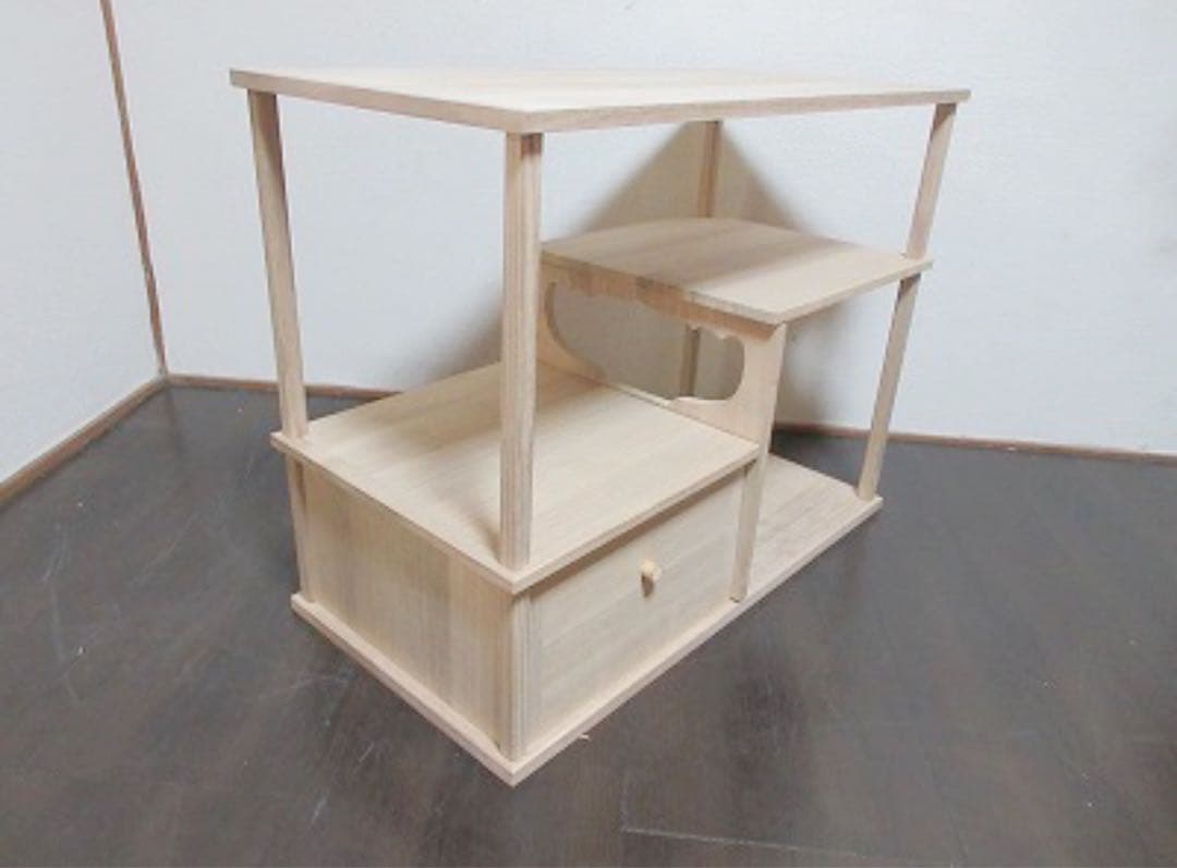 ほぼ未使用 茶道具 善道作 桐木地 利休袋棚 志野棚 組立式 炉用 大棚